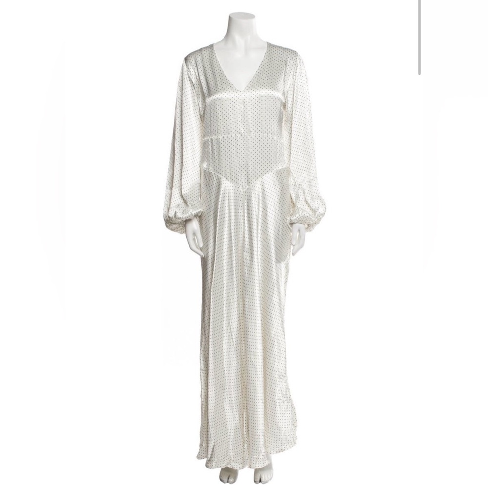 Ganni Satin Polka Dot Long Sleeve Maxi Dress size 42, XL